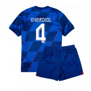 Fotbalové Dres Chorvatsko Josko Gvardiol #4 Dětské Venkovní Oblečení ME 2024 Krátký Rukáv (+ trenýrky)